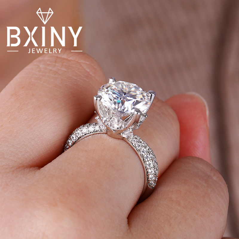 Moissanite Engagement Ring 1 Carat - BXINY D Warna 5CT Moissanite Cincin