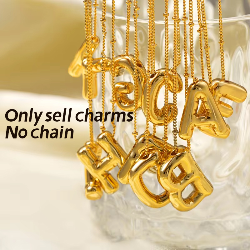 Initial Letter Necklace 18K Gold - CARLIDANA kalung nama gelembung 26 huruf