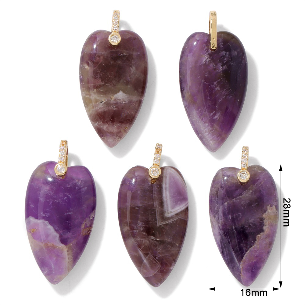 2 Buah Liontin Hati Batu Alam, - Crystal Pendant Necklace Natural Stone ulasan dan harga