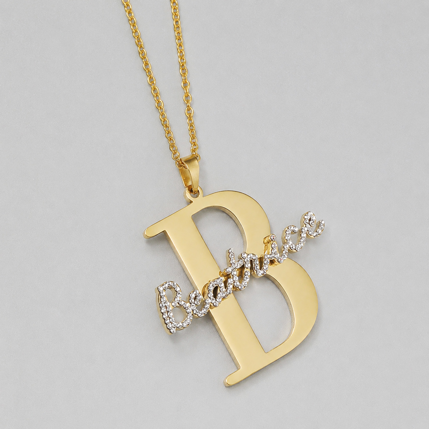 Kalung Nama Inisial Berlian Ku - Initial Letter Necklace 18K Gold ulasan dan harga