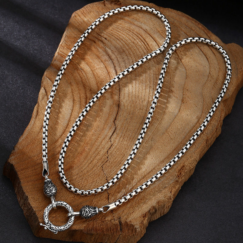 OUYADI Kalung Rantai Kotak Ret - 925 Sterling Silver Chain Necklace Men ulasan dan harga