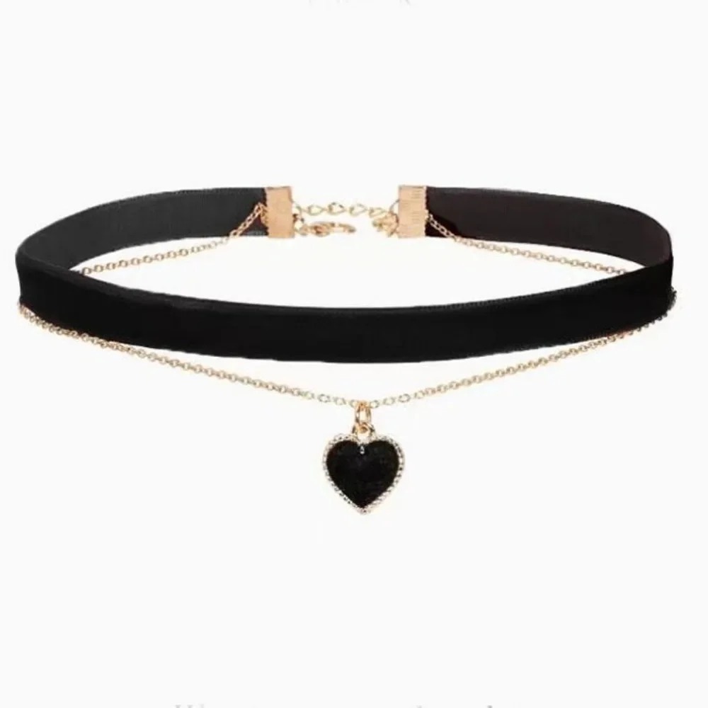 Kalung Choker Liontin Hati Per - Layered Pendant Necklace Aesthetic ulasan dan harga