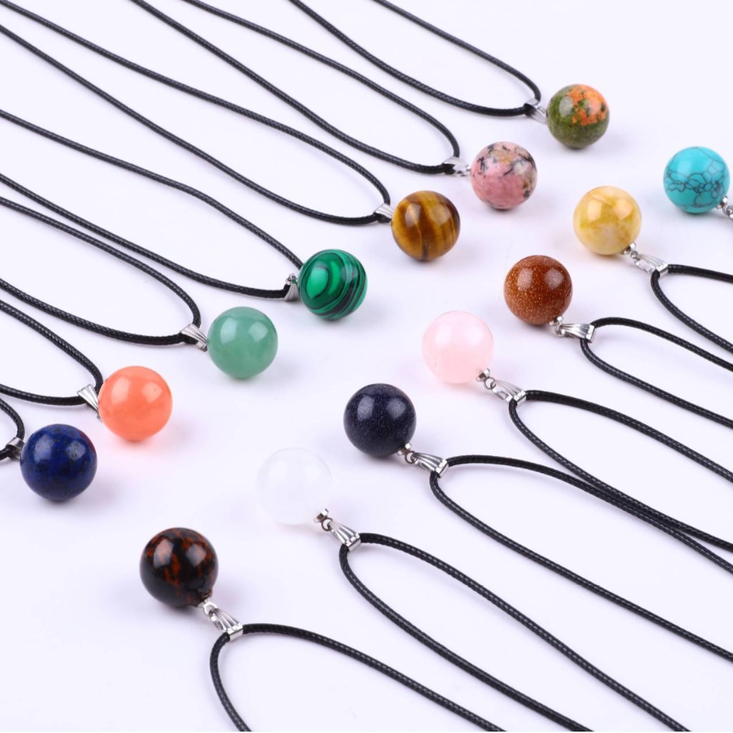 20 Buah/Tas 14Mm Batu Alam Bul - Crystal Pendant Necklace Natural Stone ulasan dan harga