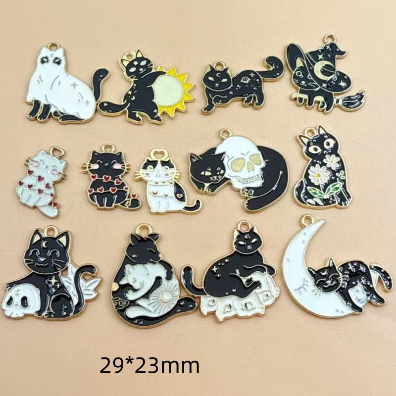 10pcs Liontin Kucing Hitam Ena - Earrings ulasan dan harga