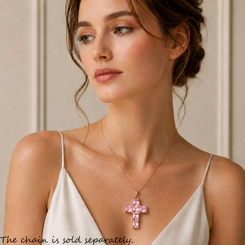 Liontin Salib dengan Batu Mera - Cross Pendant Necklace Gold ulasan dan harga