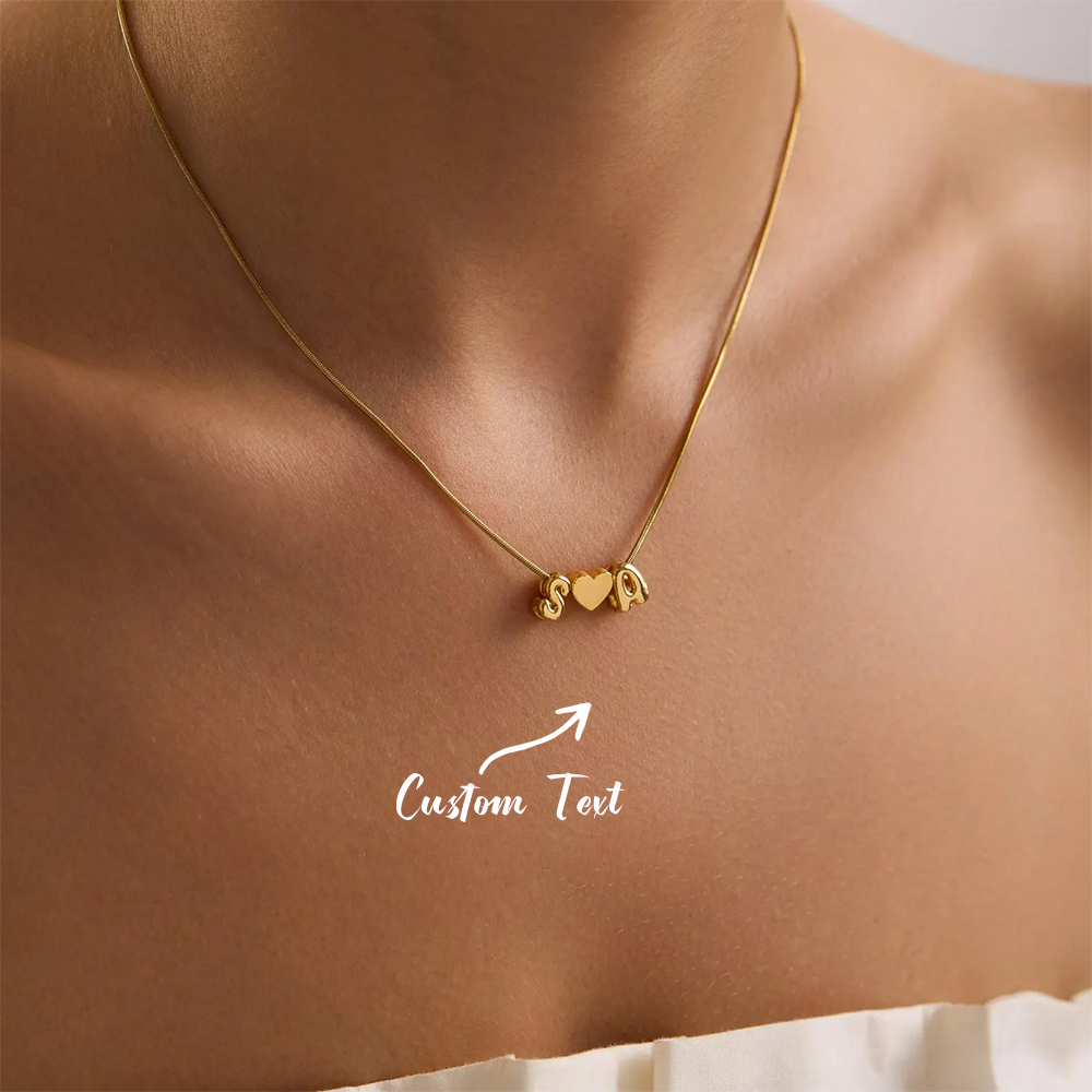 Kalung Hati Gelembung 3D denga - Custom Name Necklace Stainless Steel ulasan dan harga