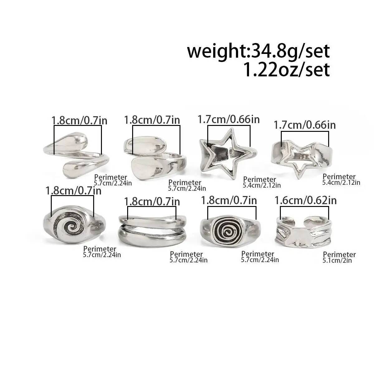 Ingemark 8 Buah/Set Cincin Ter - Vintage Punk Knuckle Rings Set ulasan dan harga