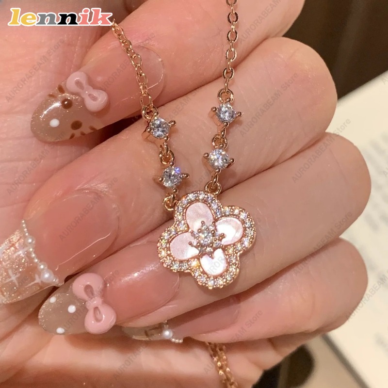 Kalung Cangkang Merah Muda, Li - Layered Pendant Necklace Aesthetic ulasan dan harga